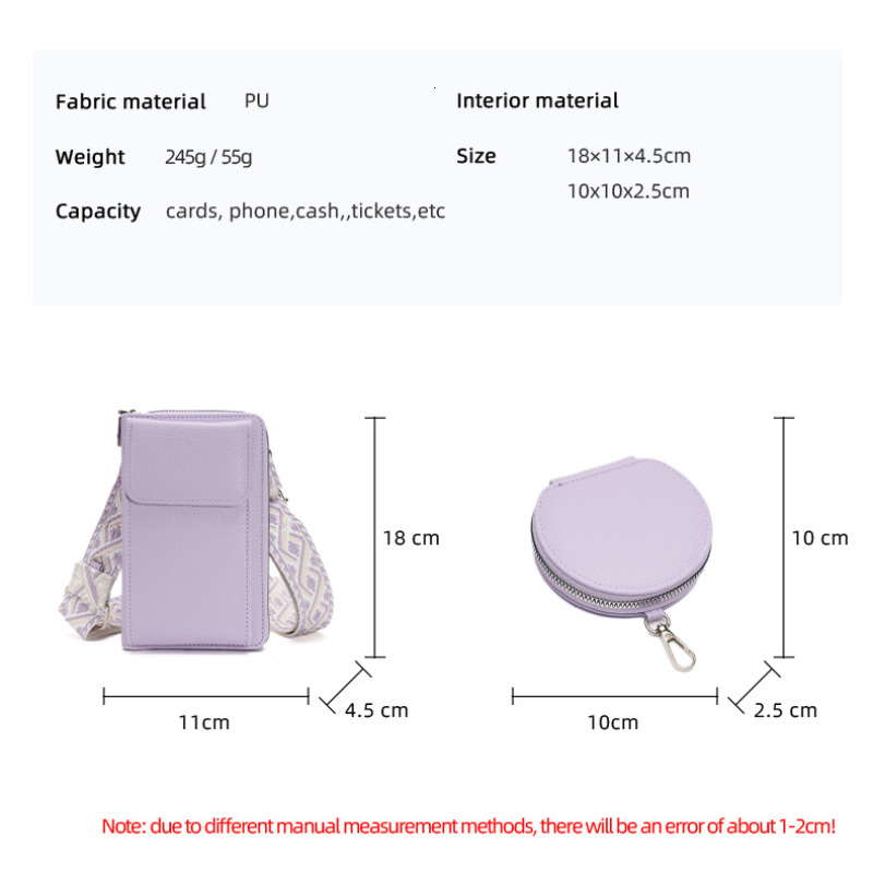 2024 New Designer Solid Color Slant Shoulder Fashion PU Leather Phone Bag Multi functional Simple Women's Wallet Handbag
