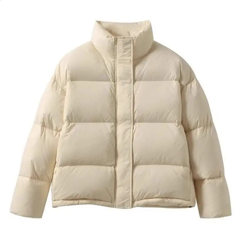 Winter warm thick short sleeved womens casual Korean style stand up collar cotton padded jacket womens zipper y2k down jacket women 240924