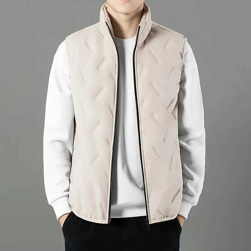 2024 autumn and winter new cashmere thickened warm cotton vest mens casual loose comfortable plus size jacket M-5XL W241005