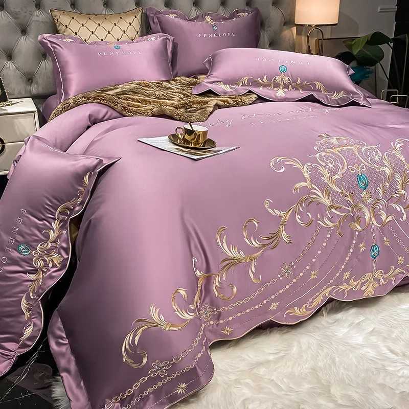 European style bed sheet four piece set 100 cotton high-end and elegant ice silk duvet cover pure cotton duvet cover M241005