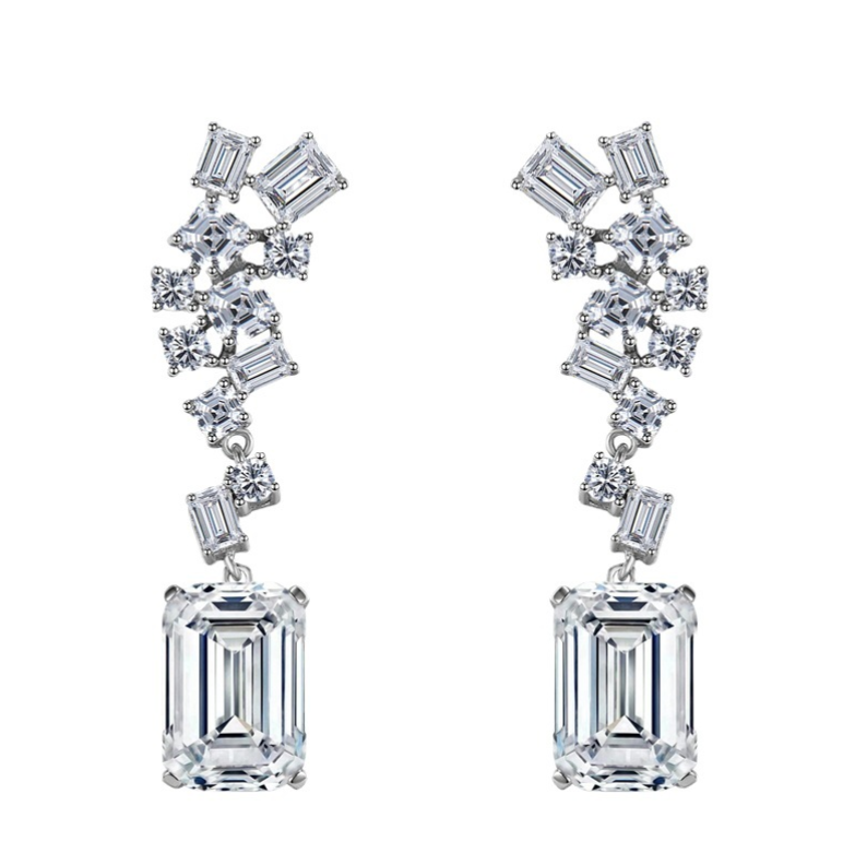 Sparkg 2024 Dangle Earrings: Sterg Sier Princess Cut White 5A Cubic Zirconia CZ Dia Elegant Women's Drop Earring Gift