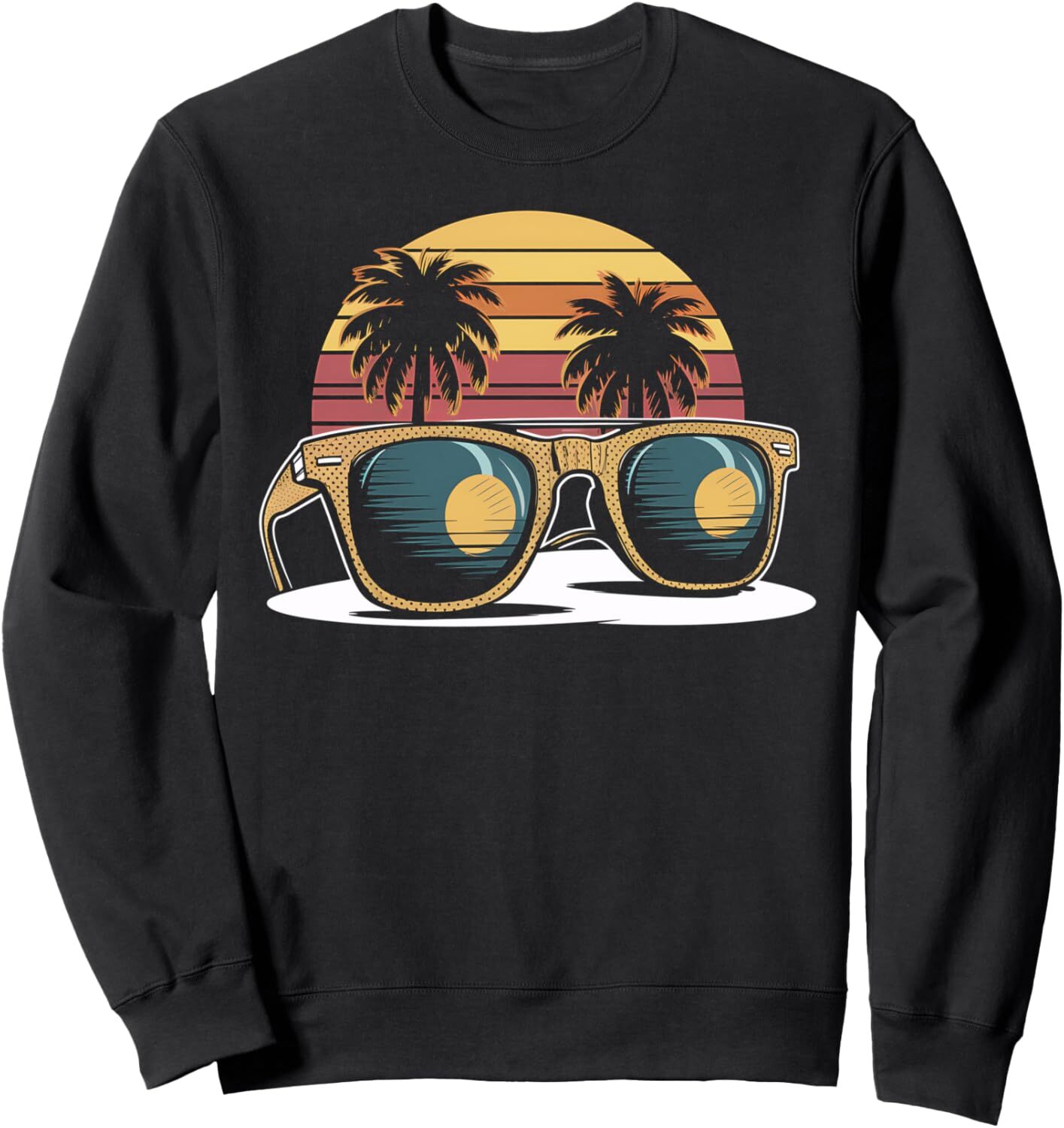 Long Sleeve Shirts for Men sweatshirt Sunglasses Beach Summer Vacation Retro Sunset Palm Tree Sweatshirt Tee Streetwear Casual tops clothes