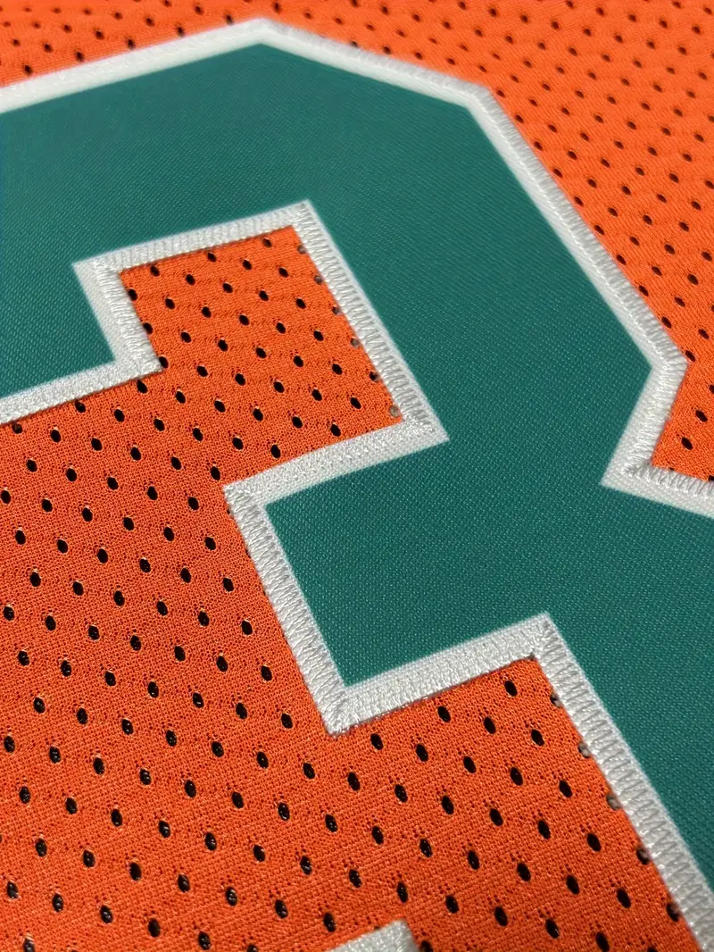 #13 Dan Marino Comfy V-Neck Football Jersey Orange Mesh Embroidery for Training and Competition Breathable Moisture-Wicking American Football Shirt