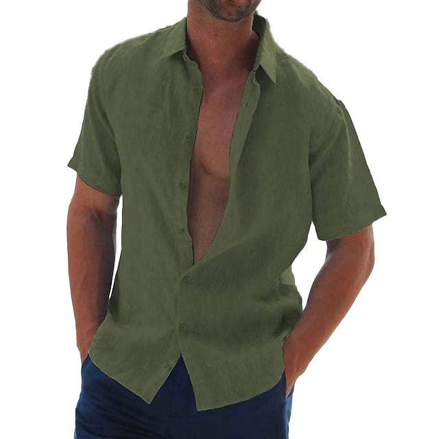 Men Short Sleeve Dress Shirt Plus Size Overshirt Vintage Blouse Top Mens Shirt Blouse New Designs Cotton Button Down Dress Shirts Tops Autumn Luxury 3