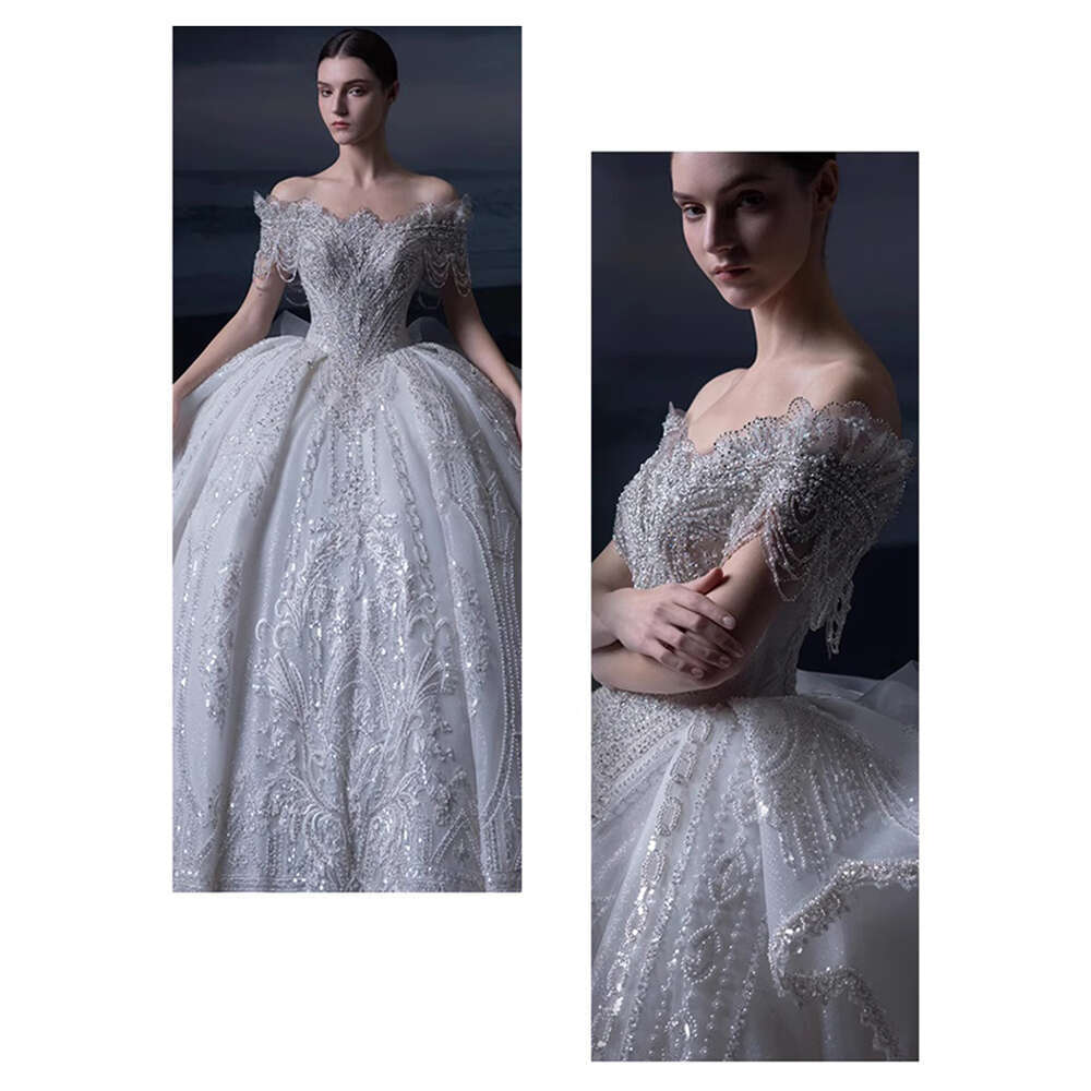 Fashion Off The Shoulder Wedding Dress Lace Applique Beaded Bridal Gown Custom Made High Quality Princess Bride Dresses