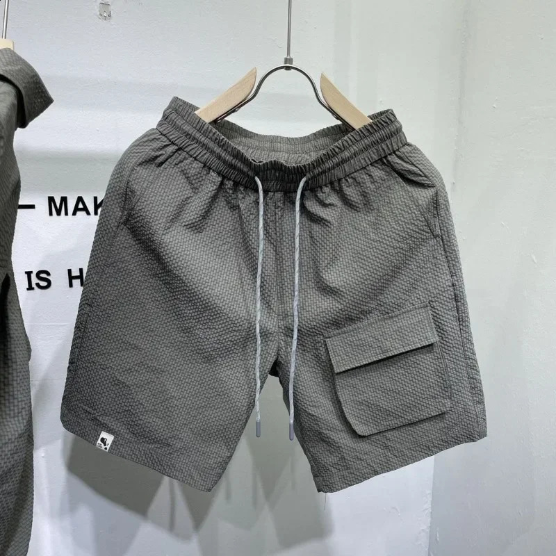 Summer mens short sleeved suit with collar single chest solid color polo shirtpocket short sleeved high-quality casual loose sportswear 240930