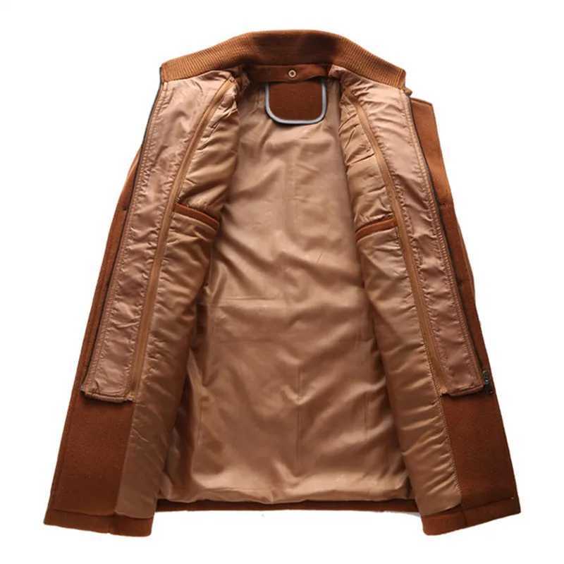 Autumn Winter Double Collar Woolen Coats Men Thick Business Casual Wool Blends Trench Coat Male Solid Turn Down Collar OuterwearX241005