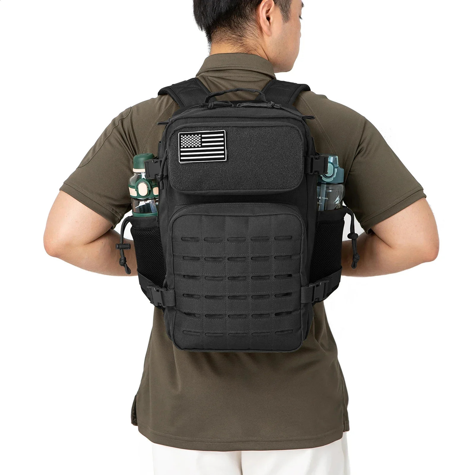 25L Mens and Womens Tactical Backpack Mini Sports Backpack Hiking with Bottle Rack Gym Small School Backpack 240929