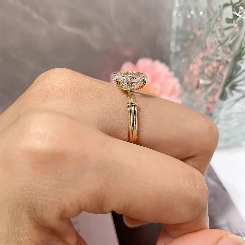 Lab Grown Diamond Ring 18K Gold D color VVS1 Diamond Rings Wedding Engagement Gift lab diamond VVS ring with certificate