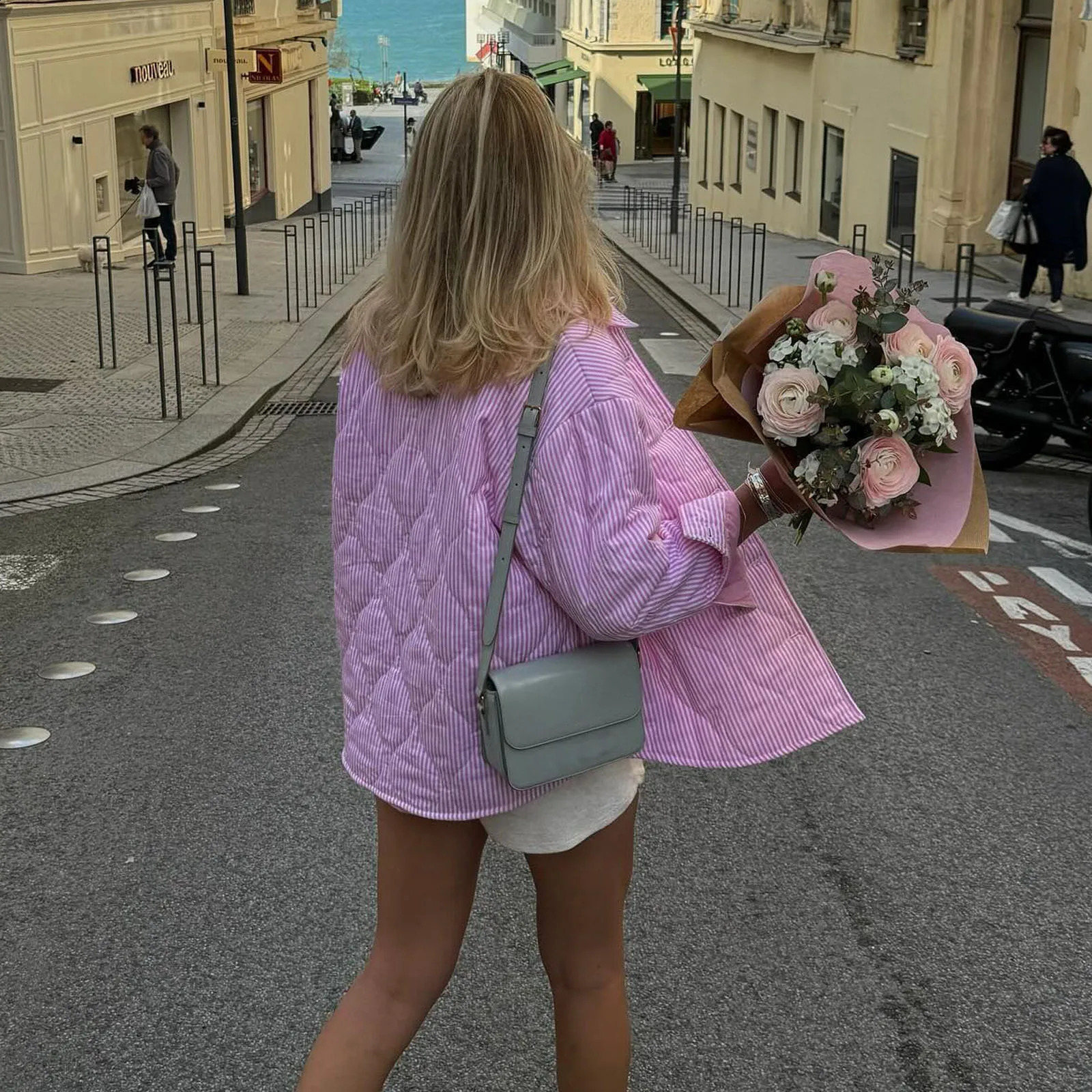 Combhasaki Womens Y2K Inflatable Jacket Striped Collar Button Autumn/Winter Long Sleeve Padded Down Jacket 240924