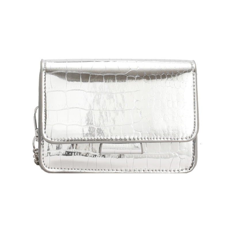 2024 new fashion ripple sequin chain shoulder slanted designer small square women's phone bag