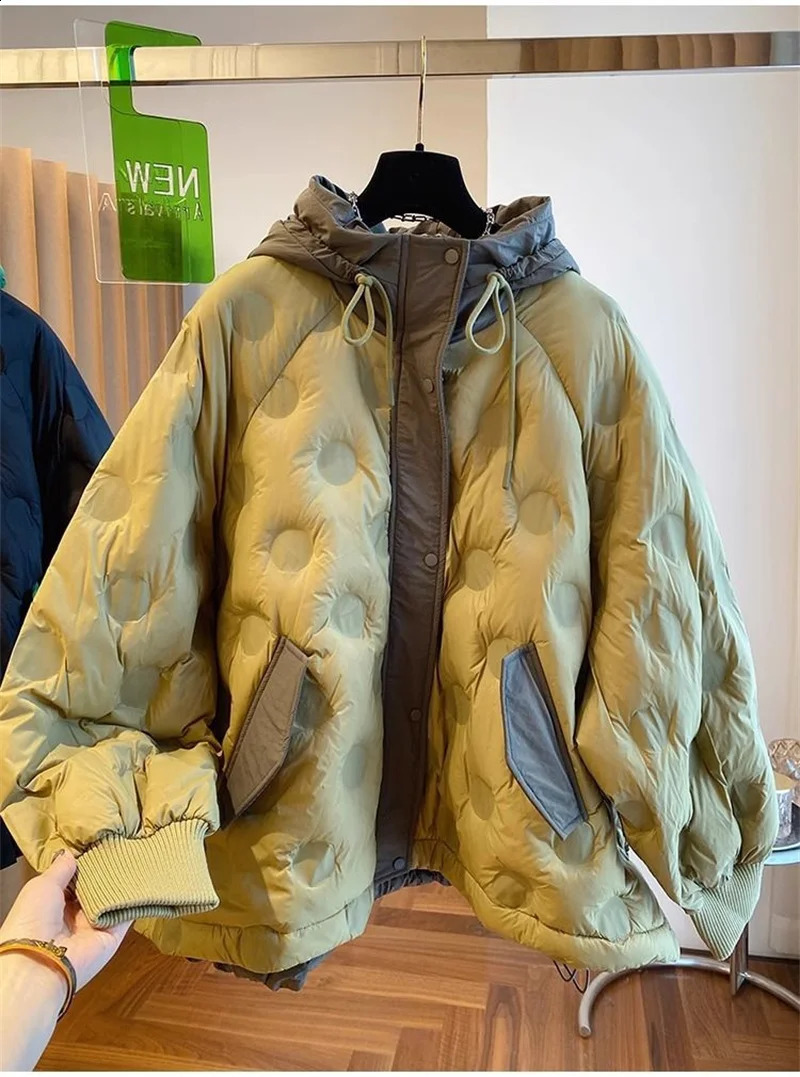2024 Style Korean Winter White Duck Down Parka Women Puffer Loose Casual Hooded Female Jacket Thicken Oversize Snow Wear Coa 240930