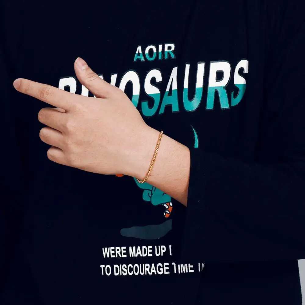 2/2.5/3/4/5/6/7mm Square Link Chain Bracelet for Men and Women Stainless Steel Jewelry W250728