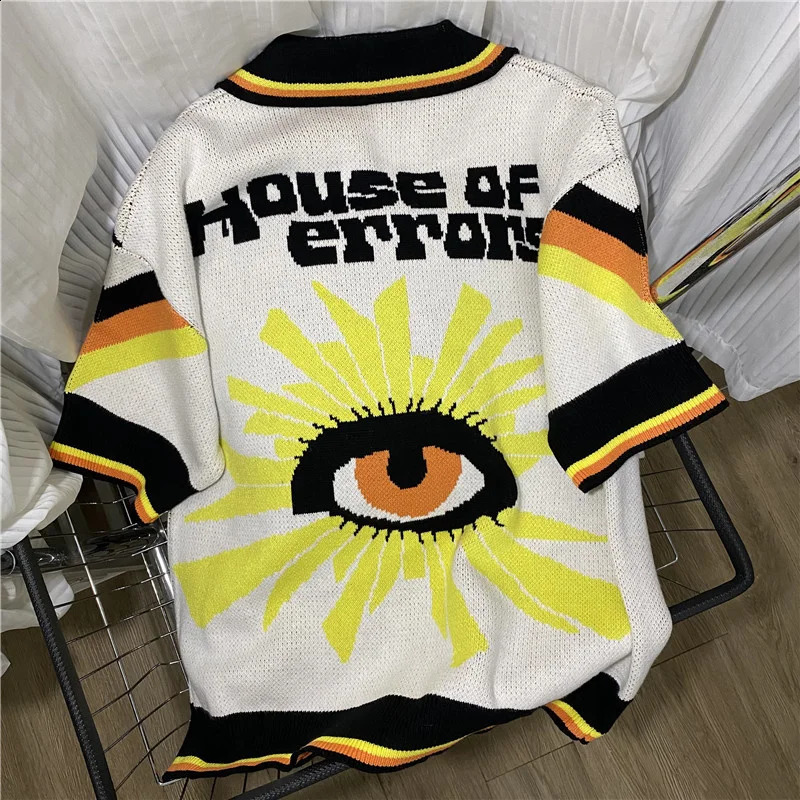 Wrong Home Rectangular Lines Eye of Truth Multi color Jacquard High quality Mens and Womens Sweaters 240930