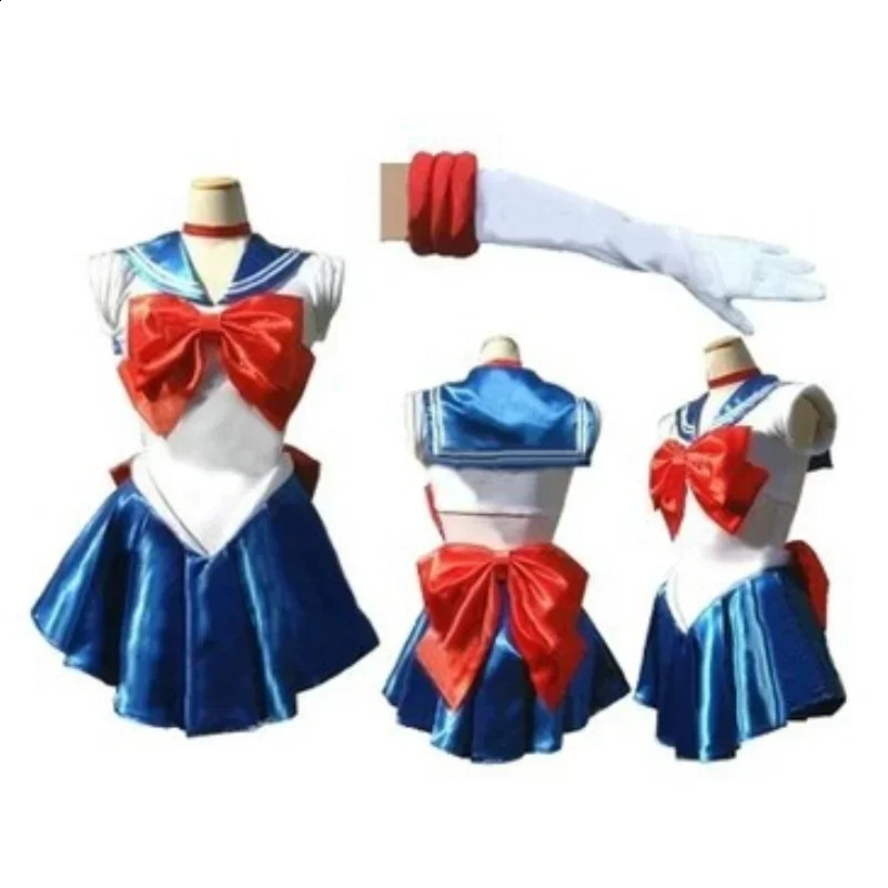 Women's Anime Costumes, Role-Playing Costume Set with Teal and Light Blue Latex Vest, Skirt, Gloves, and Bow Accents for Cosplay Conventions, Parties, - view 4