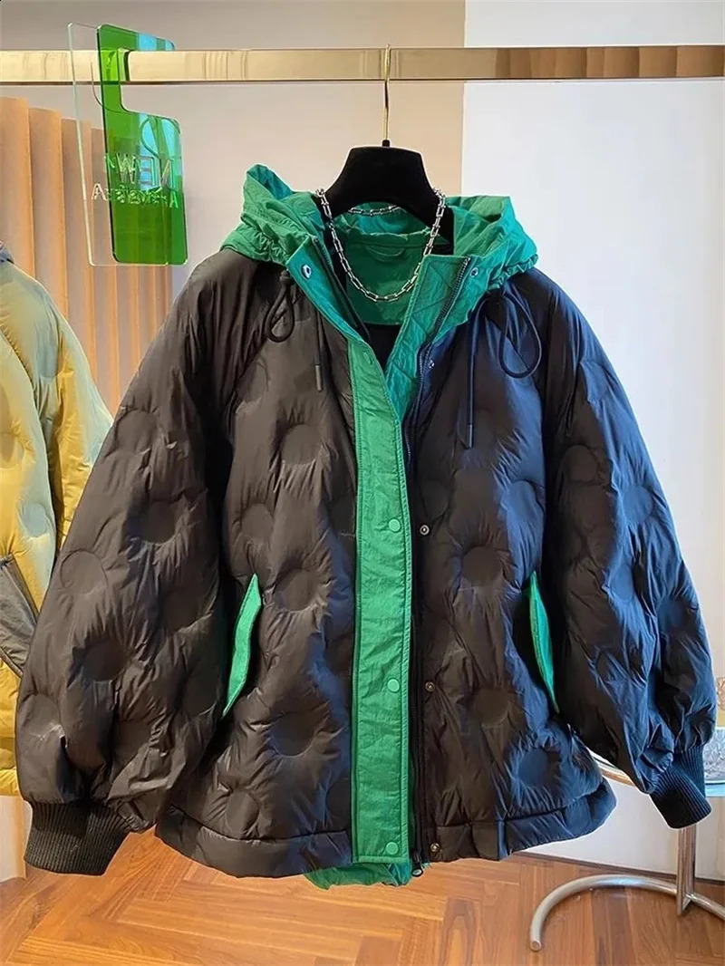 2024 Style Korean Winter White Duck Down Parka Women Puffer Loose Casual Hooded Female Jacket Thicken Oversize Snow Wear Coa 240930