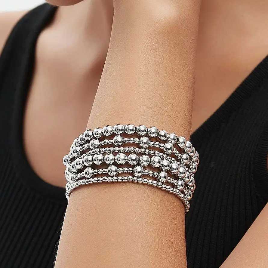SUNSLL Fashion 3/6MM Copper Bead Elastic Bracelet Simple Gold Bracelet Mens Stackable Jewelry Accessories W241004