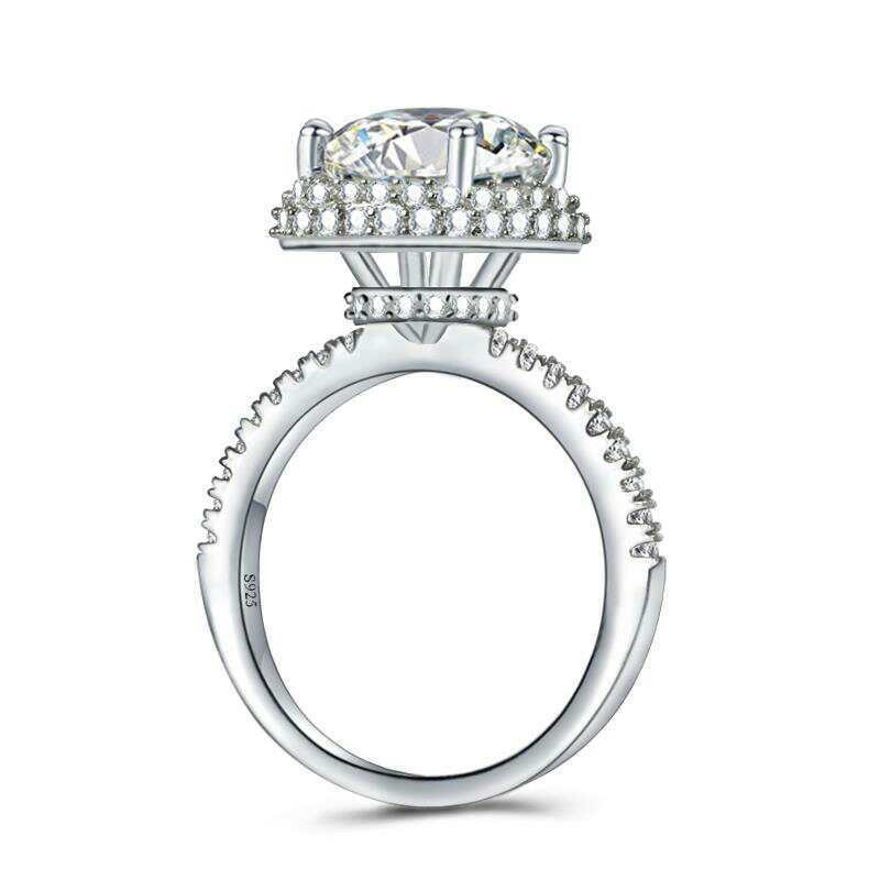 Brand Unique Gorgeous Luxury Designer Ladies Jewellery 925 Sterling Silver Fill Oval Cut White Topaz Zircon Eternity Party Women Crown Band Wedding Ri