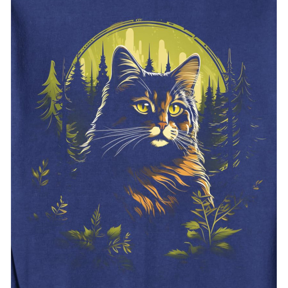 Long Sleeve Shirts for Men sweatshirt Cat Lover Forest Wildlife Nature Mountains Feline Gifts Sweatshirt Tee Streetwear Casual tops clothes