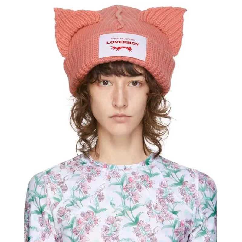 Girl Cute Bunny Ears Funny Hat Cat Ear Hat Cute Knit loverboy Warm Beanie HatX241005