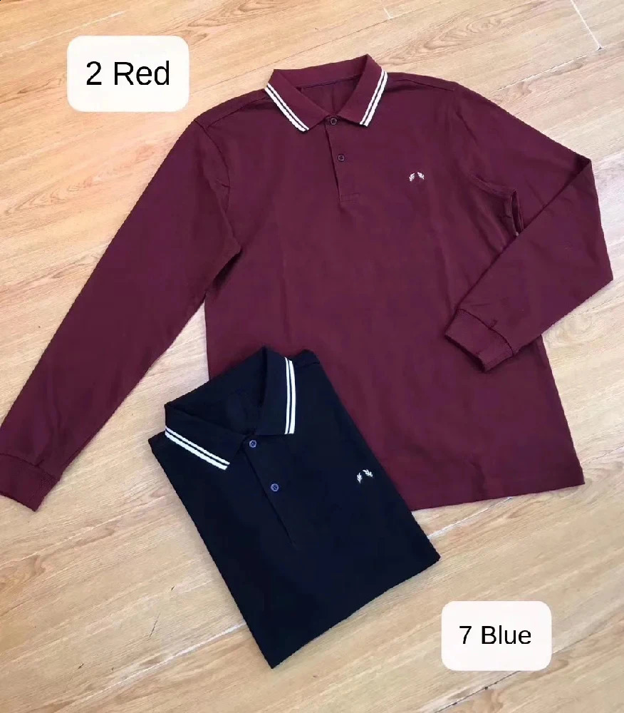 High quality F P springsummer mens long sleeved wheat collar shirt UK business casual polo M3600 240930