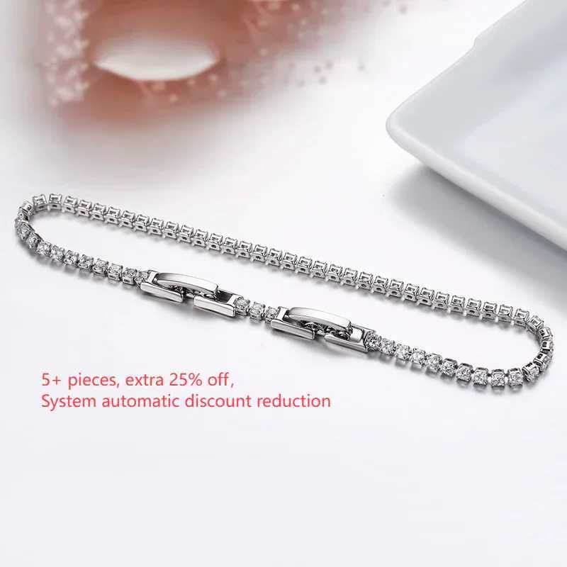 2mm 13.5cm 15-17cm cluster CZ chain tennis bracelet suitable for women girls friends jewelry thin brass gold Pulsera bracelet W241004