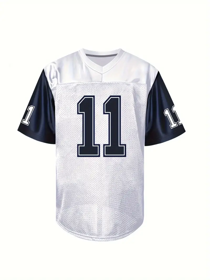 #11 Micah Parsons Comfy V-Neck Football Jersey White Thanksgiving Mesh Embroidery for Training and Competition Breathable Moisture-Wicking American Fo