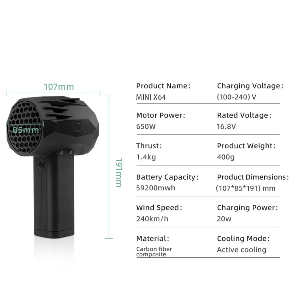 Jetdry X64 Violent Turbofan wind speed 240km/h 1400G electric blower USB charging handheld high-performance ducted fan 240930