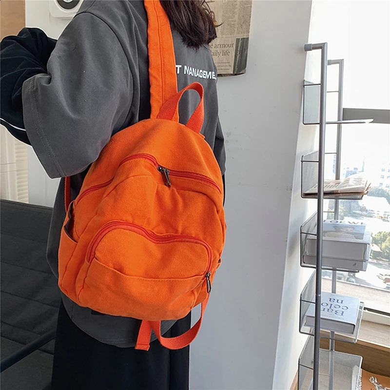 Canva Small Backpack Vintage Feminina School Mini Women Bagpack Female Solid Girl mochilas 240925