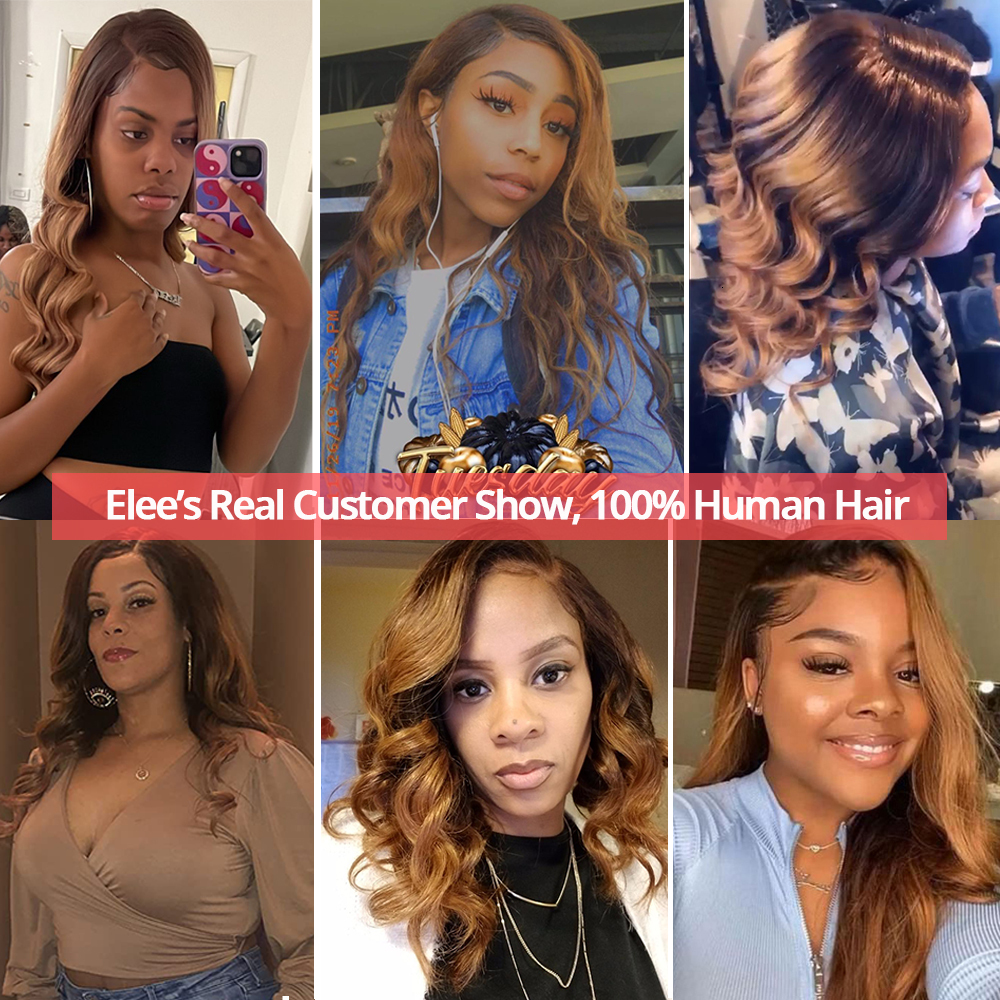 Ombre Body Wave Brazilian Weave 3/4 Bundles With Lace Closure Colored Human Hair Extensions