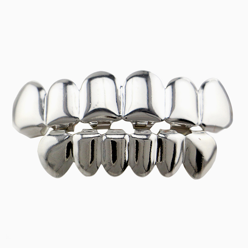 Hollow Out Hip Hop Grills Tooth Set Gold Silver Top and Bolttom Teeth Grills Set for Men Women Open Face Grillz Party Props Jewelry Gift