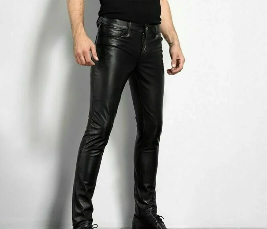 Leather Pants Mens Tight Leather Pants Mens Pants 240930