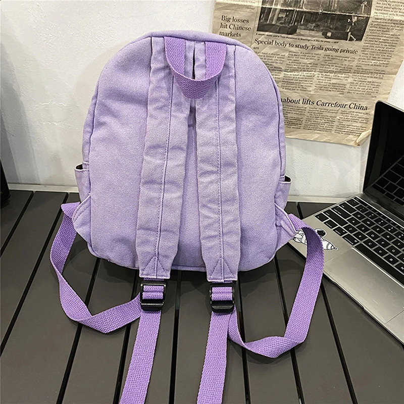 Canva Small Backpack Vintage Feminina School Mini Women Bagpack Female Solid Girl mochilas 240925