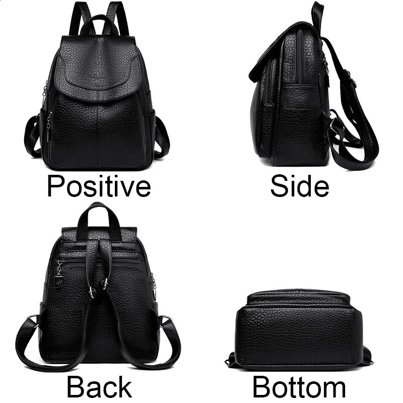 High Quality Stone Pattern Soft Leather Women Backpacks Large Capacity Book School Bags Teenage Girls Sac A Dos Travel Back Pack 240925