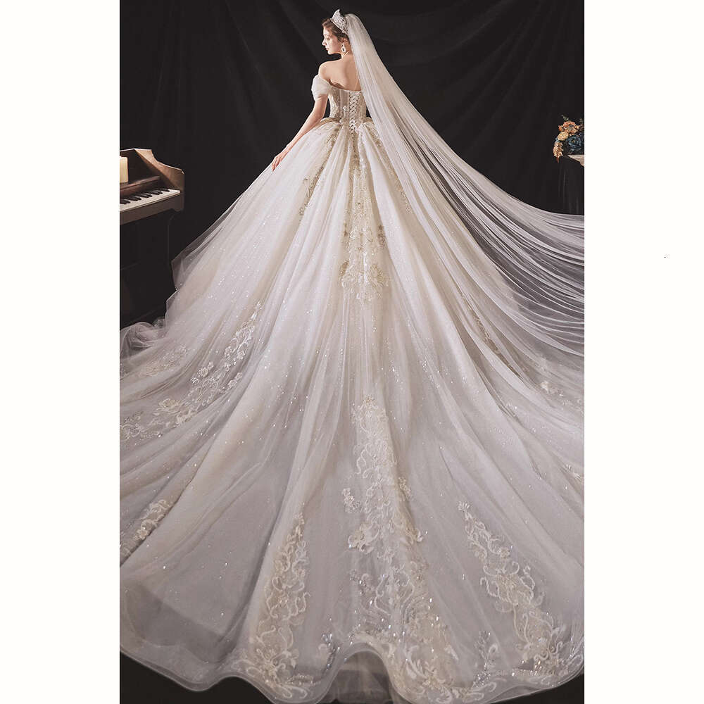 Off Romantic The Shoulder Wedding Dress Lace Applique Sequin Beaded Bridal Gown Custom Made High Quality Princess Bride Dresses es