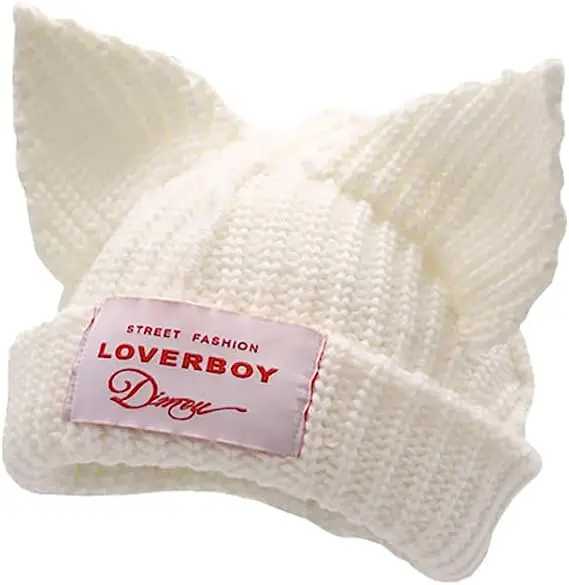 Girl Cute Bunny Ears Funny Hat Cat Ear Hat Cute Knit loverboy Warm Beanie HatX241005
