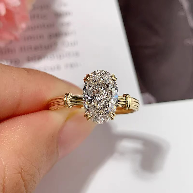 Lab Grown Diamond Ring 18K Gold D color VVS1 Diamond Rings Wedding Engagement Gift lab diamond VVS ring with certificate