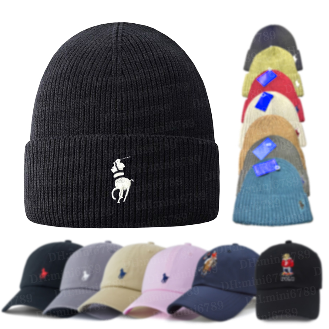 Designer Wool Beanie Hat Classic Polo Pony Embroidery Logo Top Quality RafflLauren Autumn and Winter Cold Protection Warm Hats and Fashion Golf Baseball Cap