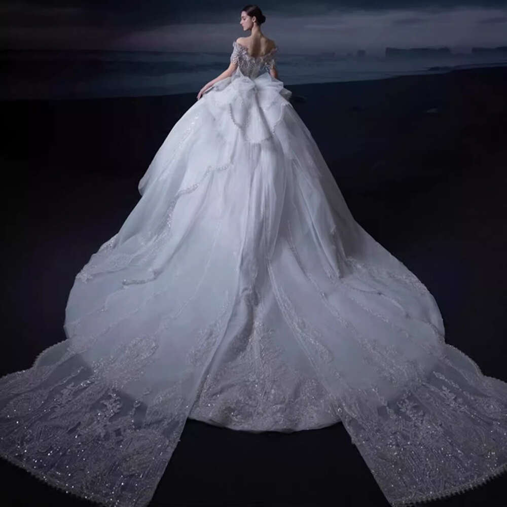 Fashion Off The Shoulder Wedding Dress Lace Applique Beaded Bridal Gown Custom Made High Quality Princess Bride Dresses