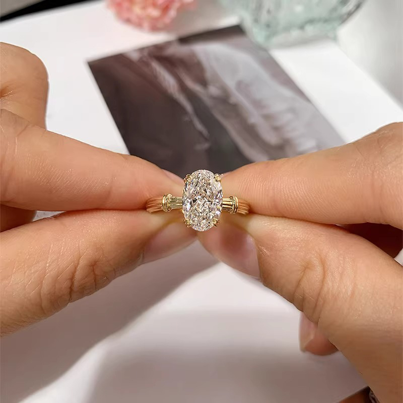Lab Grown Diamond Ring 18K Gold D color VVS1 Diamond Rings Wedding Engagement Gift lab diamond VVS ring with certificate