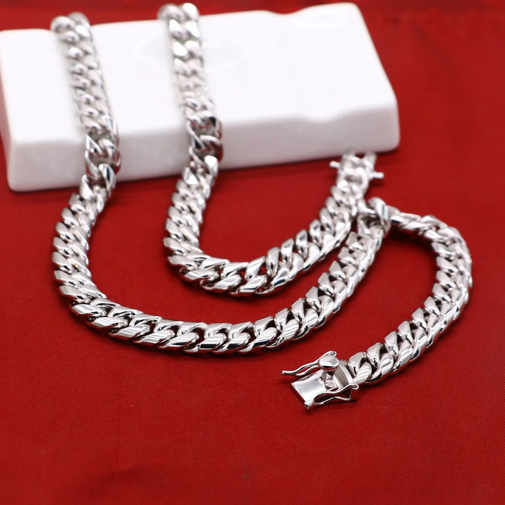 925 Sterling Silver 10 mm Link Chain Cuban Charm Bracelet for Women Wrist Punk Italian Starter Bracelet Man Jewelry Gift 240924