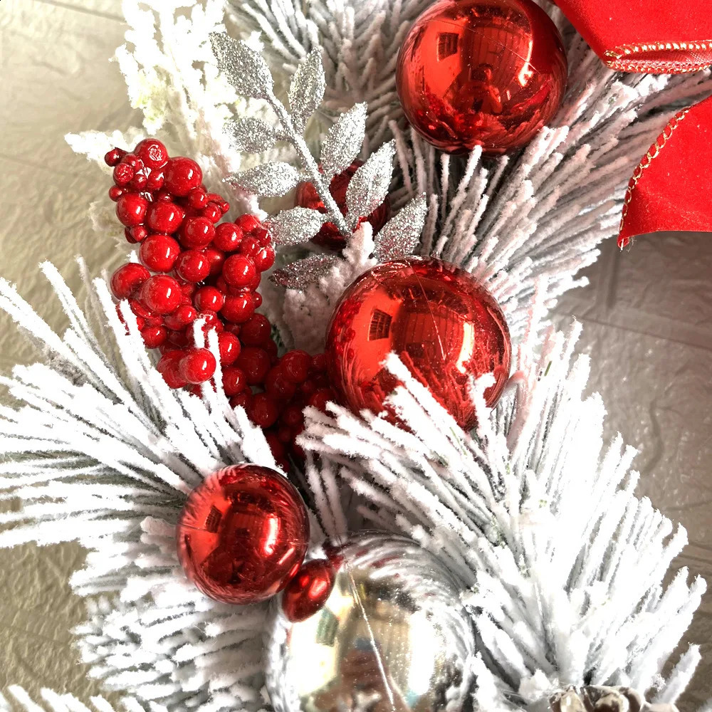 Christmas Wreath Rattan Set Christmas Decoration 2025 Red Bow Wreath For Front Door Xmas Decor Flower Garland Outdoor Home Decor 240925