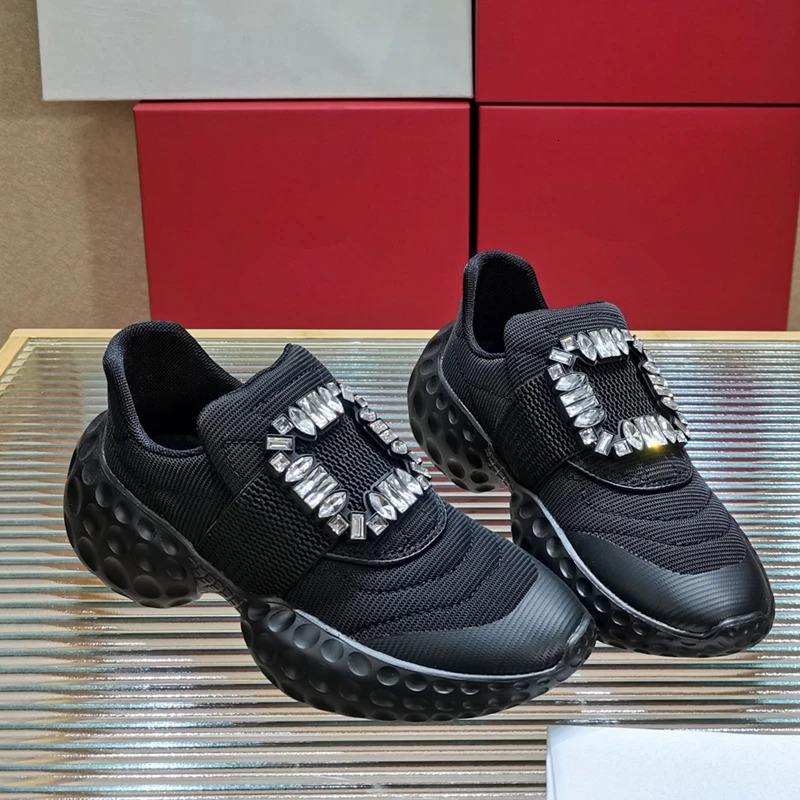 high-quality Thick sole satin rhies square buckle casual platform light women's running shoes 7CM 34-42