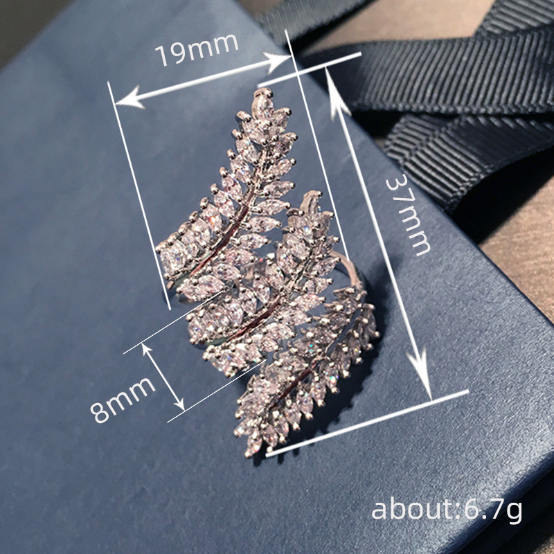 Marquise Cut Cubic Zirconia Sterg Sier Adjustable Open Ring for Women