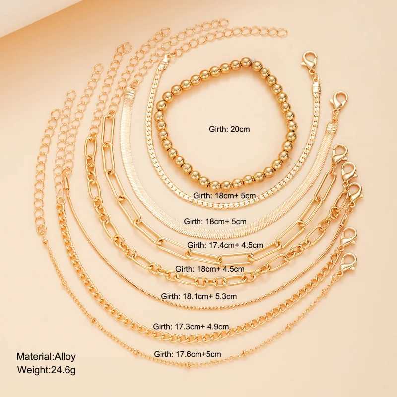 Female teenage girl gold bracelet 14K gold-plated Dainty bracelet set layered chain bracelet bag jewelry gift W241004