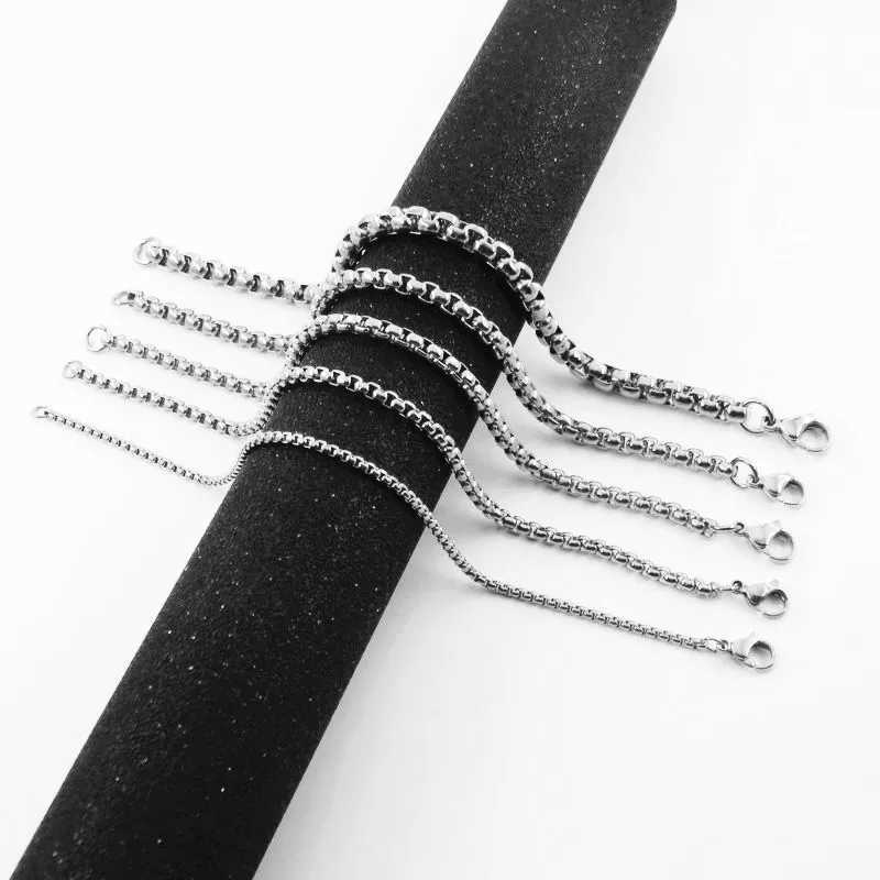 Customized 3mm/4mm/5mm 22cm Mens Round Box Chain Bracelet 316L Stainless Steel Bracelet Fashion Jewelry UOK983 W241004