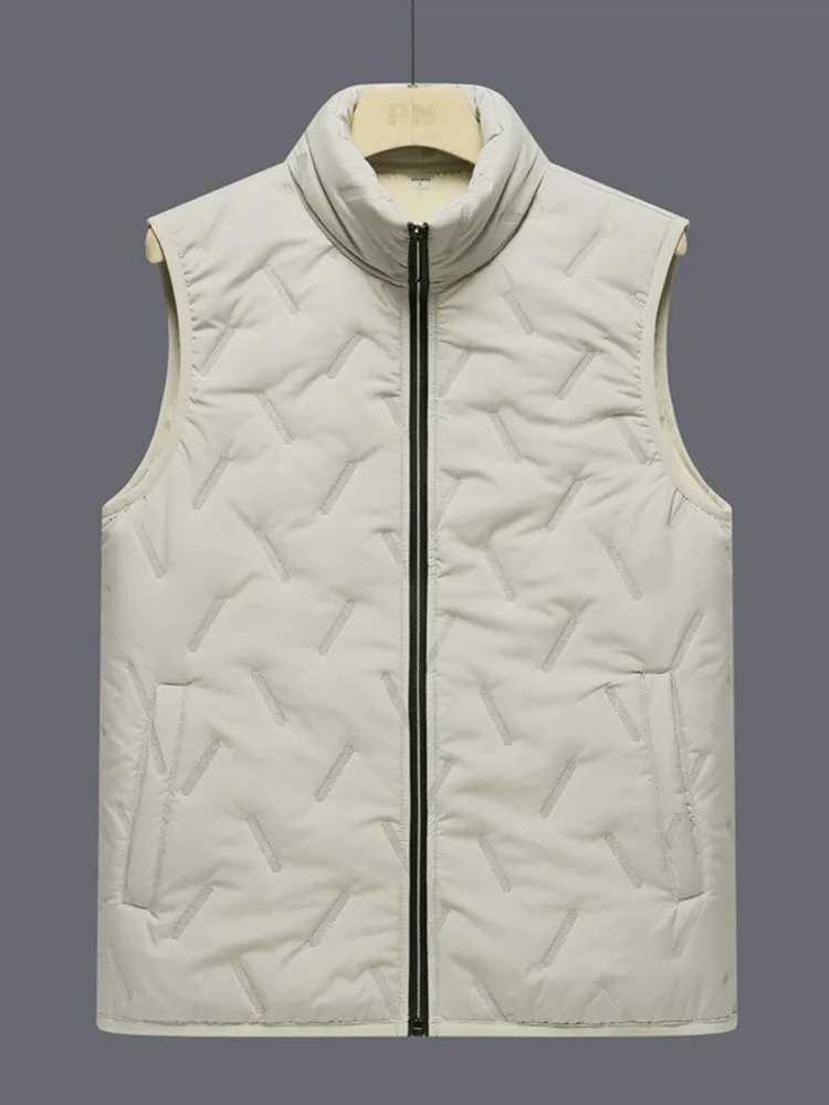 2024 autumn and winter new cashmere thickened warm cotton vest mens casual loose comfortable plus size jacket M-5XL W241005