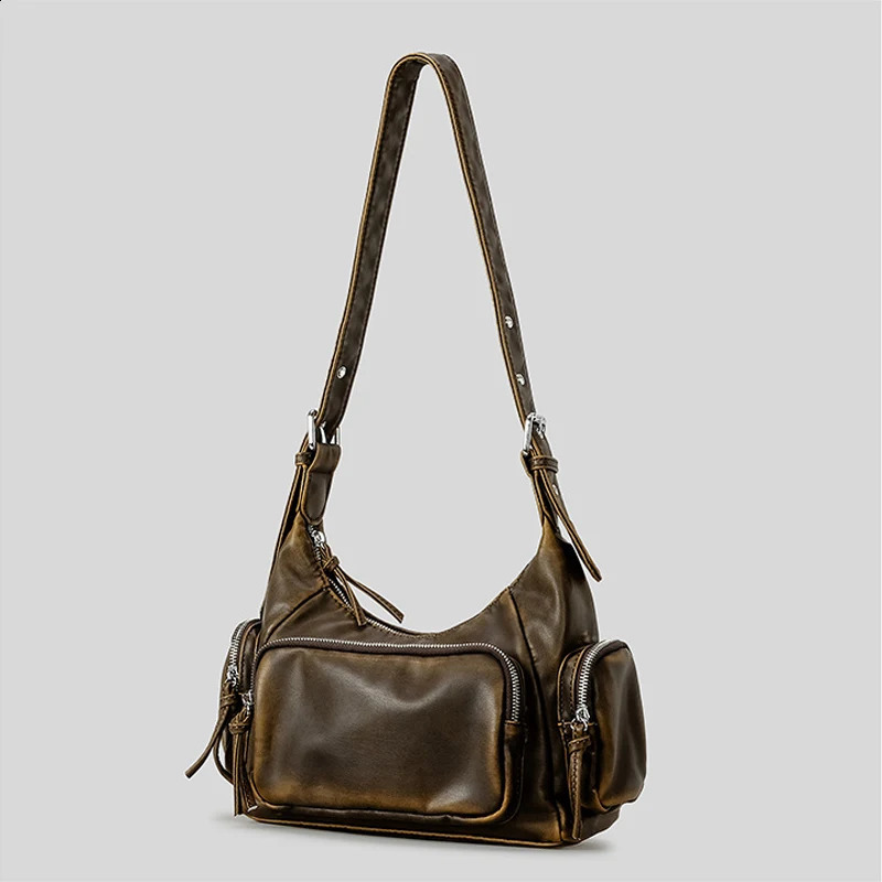 Hobo Bags: Vintage Hot Y2k Style Underarm Bag, Soft PU Leather Shoulder Crossbody, Retro Lightweight Daily Use Bags: Bag, Crossbody,