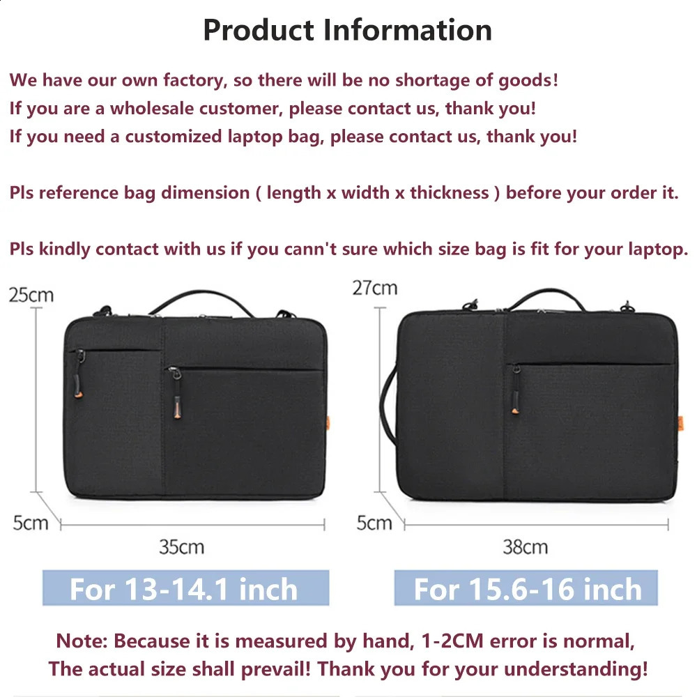 Laptop case 13.3 14 15.6-inch laptop case suitable for Air Pro 13 16 phone case shoulder bag waterproof briefcase ww 241008