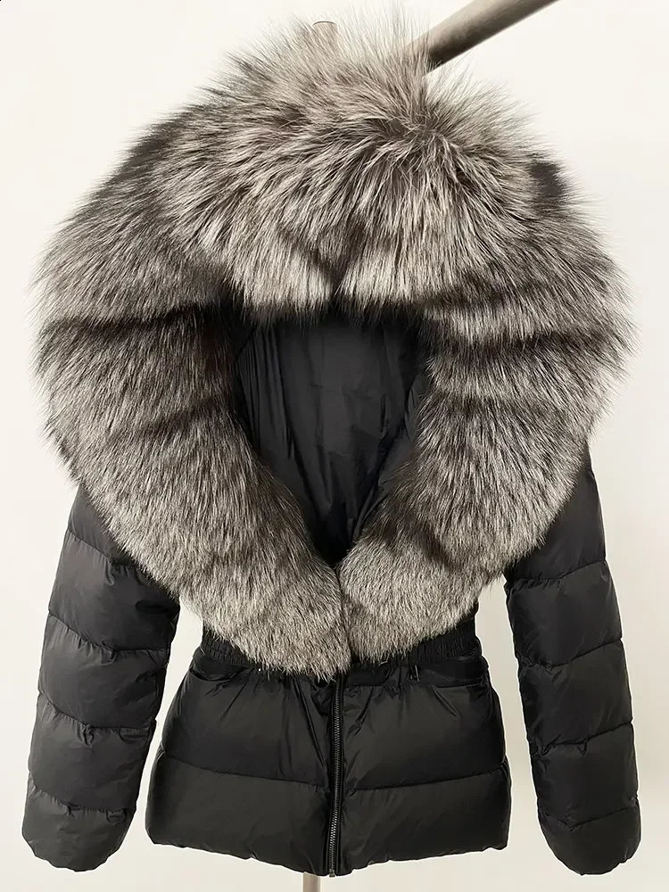 OFTBUY White Duck Down Coat Winter Jacket Womens Natural Raccoon Fox Fur Collar Hooded Thick Warm Casual Coat 240930